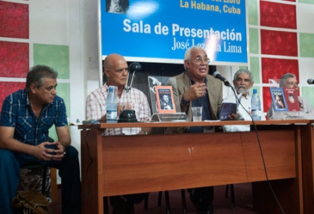 Senel Paz, Pedro Juan Gutiérrez, Francisco López Sacha, Alex Pausides y Guillermo Rodríguez Rivera